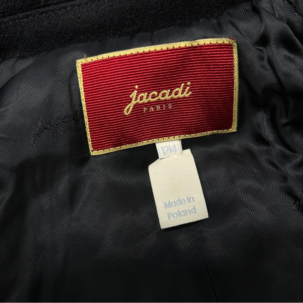 JACADI PARIS Navy Blue Wool Blend Hooded Baby Winter Coat Size 12 Months - Picture 9 of 10